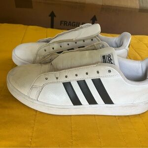 Adidas White Sneakers with Black Stripes